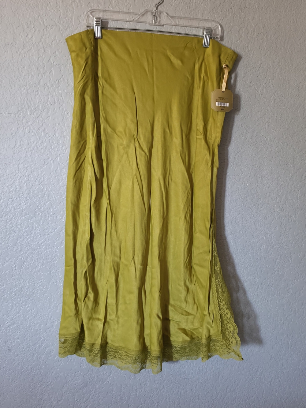 Lime Green Lace-Trim Maxi Slip Skirt